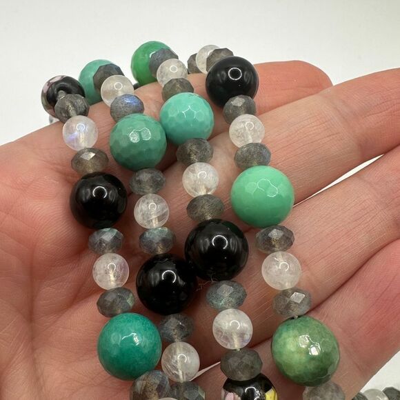20" Double stranded stone, ceramic and cloisonné beaded necklace! - Picture 8 of 14